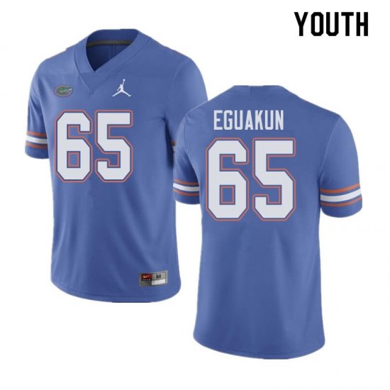 Youth Florida Gators #65 Kingsley Eguakun NCAA Jordan Brand Blue Authentic Stitched College Football Jersey YMK6862JE